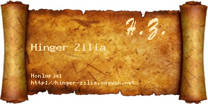 Hinger Zilia névjegykártya